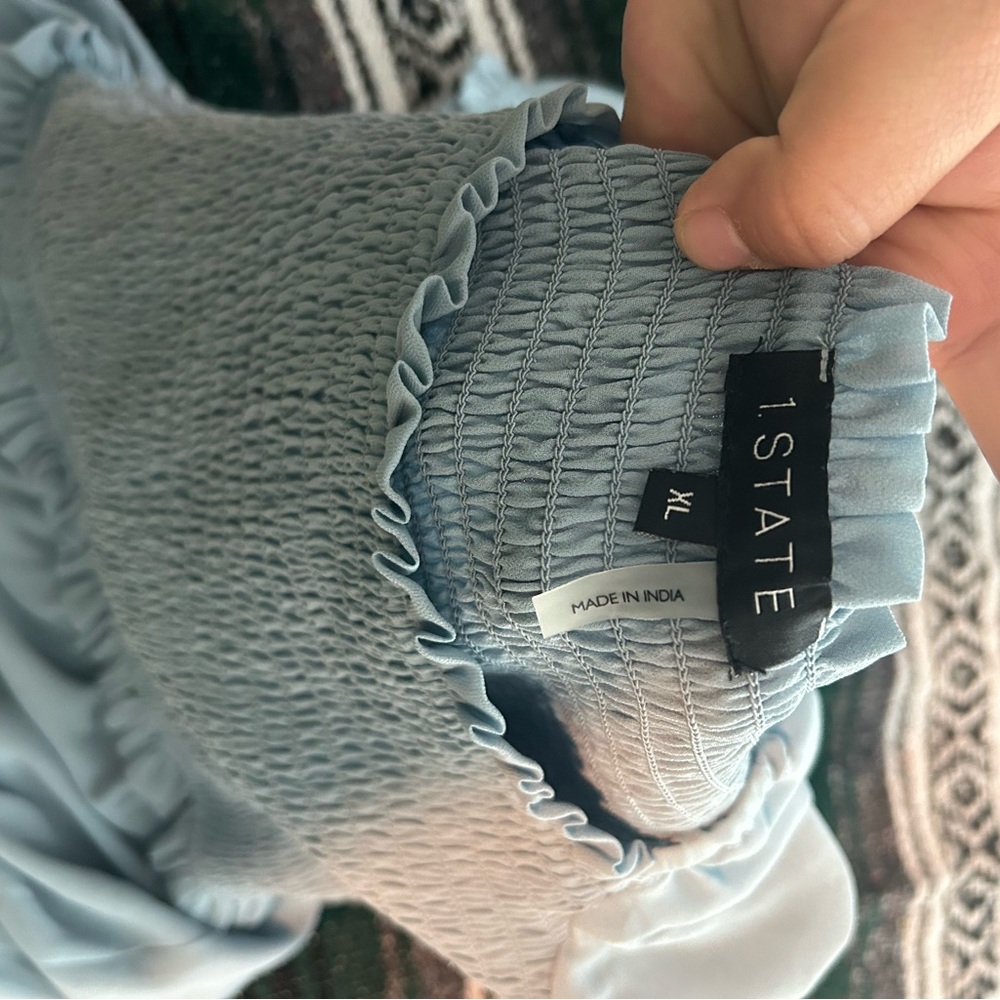 1. State Sky Blue Smocked Blouse